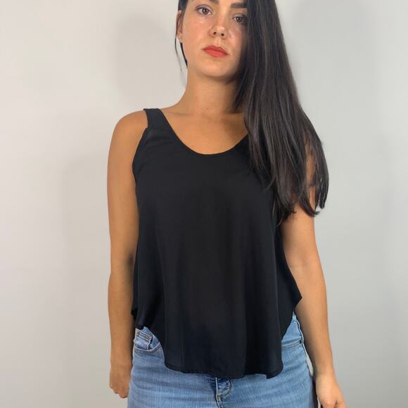 Lush Black Satin Sleeveless Tank - Picture 3 of 6